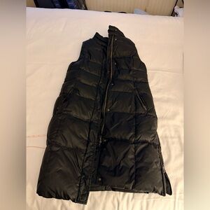 Talbots “long vest” puffer 10” side zips at hem pockets super warm black MEDIUM